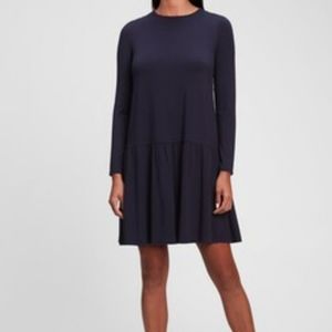 COS navy knit woven dresz